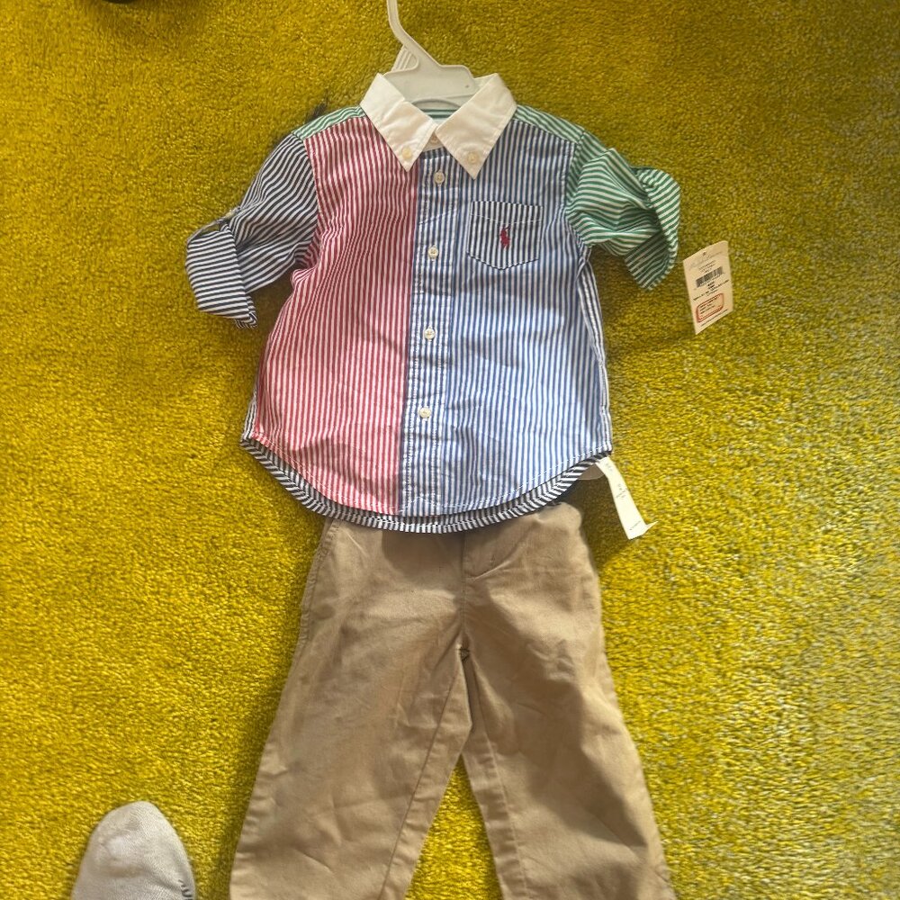 Ralph Lauren button down khaki set ( 12m)